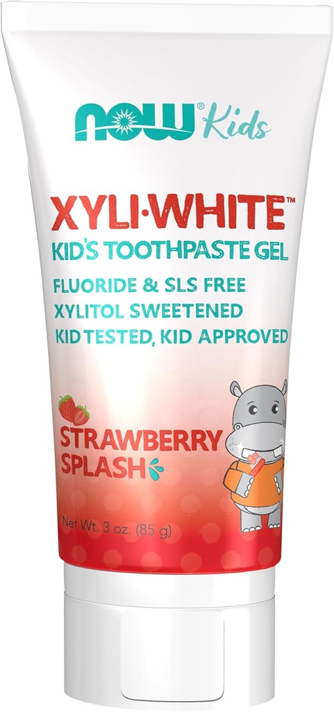 NOW Foods Solutions, Xyliwhite™ Toothpaste Gel for Kids, Strawberry Splash Flavor, Kid Approved! 3-Ounce, packaging may vary