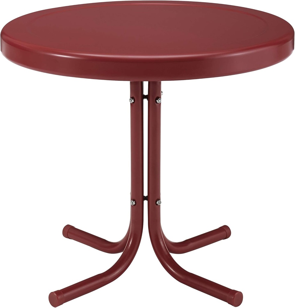 Crosley Furniture Griffith Weather Resistant Retro Metal Outdoor Side Table for Patio, Deck, Porch, Coral Red