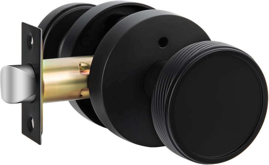 goldenwarm Black Interior Door Knobs, Zinc-Alloy Heavy Duty Door Knob, Matte Black Privacy Door Knobs for Bedroom or Bathroom (1 Pack)