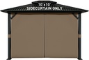 Aoodor 10x10 ft Outdoor Gazebo Curtains, 4 Panels Waterproof Privacy Sidewall Replacement with Zipper for Patio Pergola and Canopy, Brown