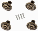 Pull Handle Metal Flower Shape Cabinet Drawer Door Knob Bronze Tone Pack of 4