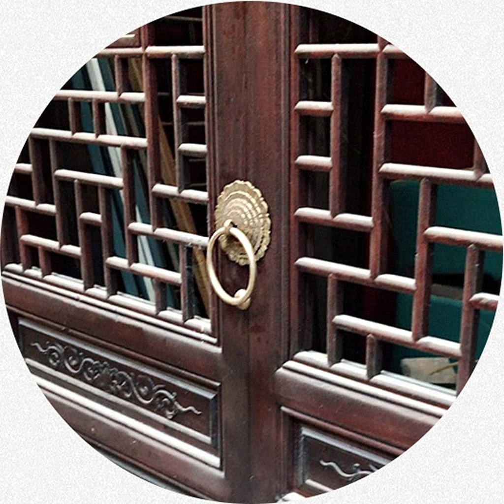 Antique Gold Round Door Knocker - Handcrafted Metal Garage Handle for Front Gate Courtyard Farmhouse & Cottage Home Decor - Vintage Style Entrance Accessory