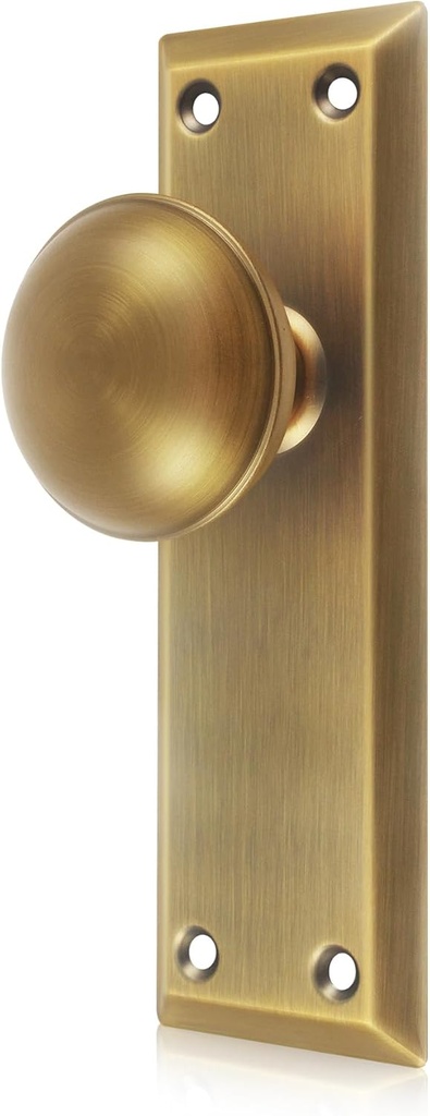 Dummy Door Knob Interior, Inactive Door Knobs for Closet, Antique Bifold Door Knobs Replacement, Single-Side Dummy Old Style Door Handle, Antique Brass, 2 Pack