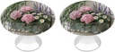 2 Pack 1.1" Round Sage Green Floral Drawer Knob Stainless Steel Kitchen Cabinet Knob Pulls with Screws Hardware Decorative Handles Knobs for Dresser Cupboard Closet Door Wardrobe Easy Install