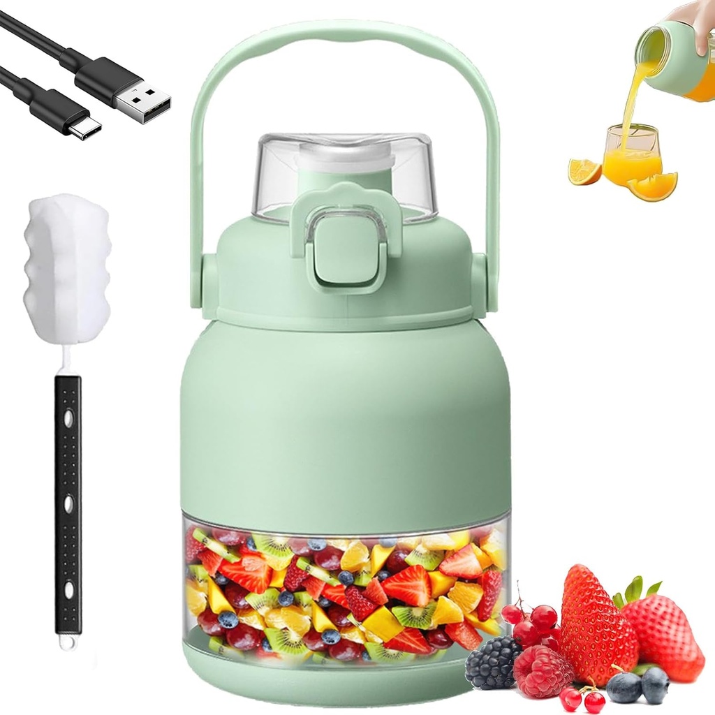 Electric Citrus Juicer 28 Oz with Straw & Two Lids, High Capacity Rechargeable Wireless Blender, Portable Mini Blender for Smoothies, Shakes, Food Prep & Frozen Blending (1Pcs)