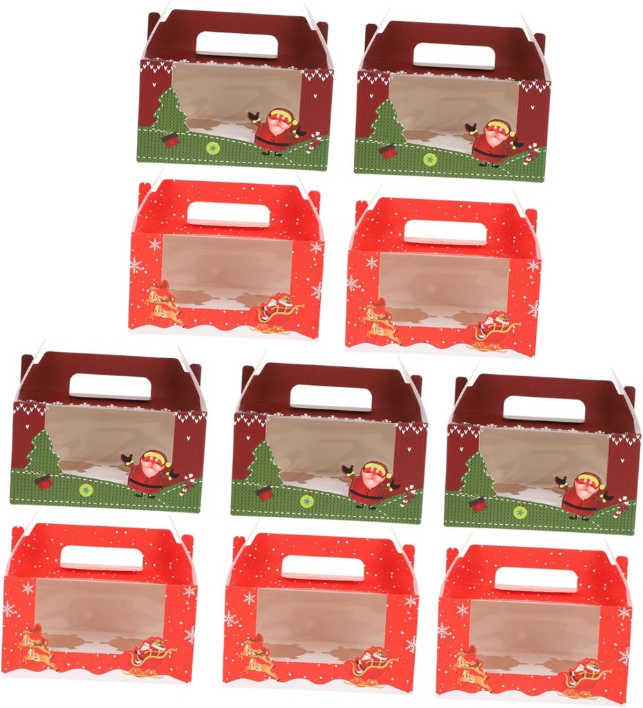 10pcs Christmas Cupcake Boxes Festive Dessert Storage for Cakes Cookies and Treats for Holiday Parties and Giving