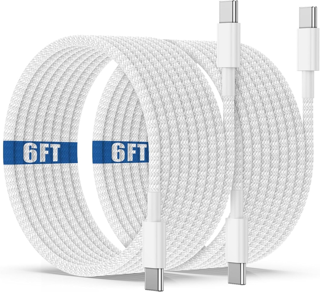 USB C to C Charging Cable 6ft, 60W Fast Type C to C Charger Cord Long for Apple iPhone 17 Pro Max/17 Air/16 Pro Max/15 Plus, MacBook Pro 2021/2020/2019,iPad 12.9/11 inch/Mini/Air 5/4,Samsung Galaxy
