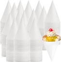 400 Pack Snow Cone Cups, 6 OZ White Paper Cone Cup, Disposable Wax Coated Water Cups for Water Cooler Dispenser, Funnel Shaved Ice Cups