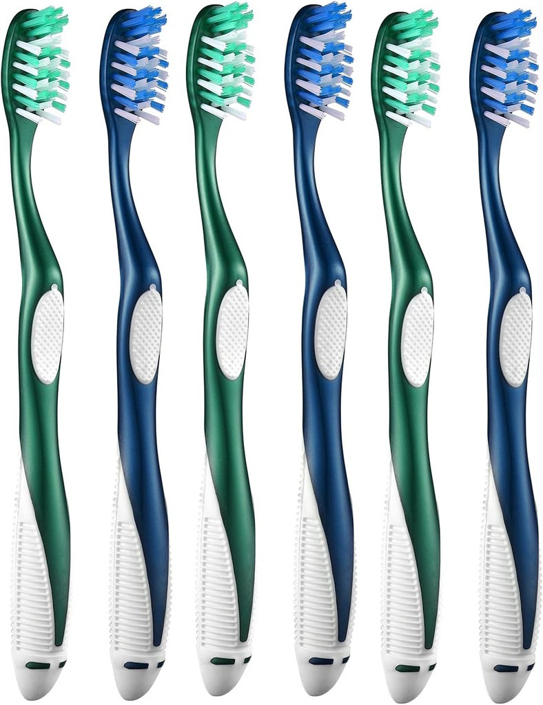Extra Firm Toothbrushes for Adults, Extra Hard Bristles, 6 Count