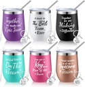 Dandat Employee Appreciation Gifts Team Thank You Gifts for Coworkers Stainless Steel Travel Tumbler with Straw and Keychain Inspirational Tumbler for Teacher Women Men(Multi Colors,6 Pack)