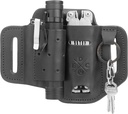 Multitool & Flashlight Holster, Leather EDC Organizer Belt Pouch Fits Multitool, Knife, Flashlight, Keys - Compatible with Heavy Duty Leatherman, Gerber, SOG
