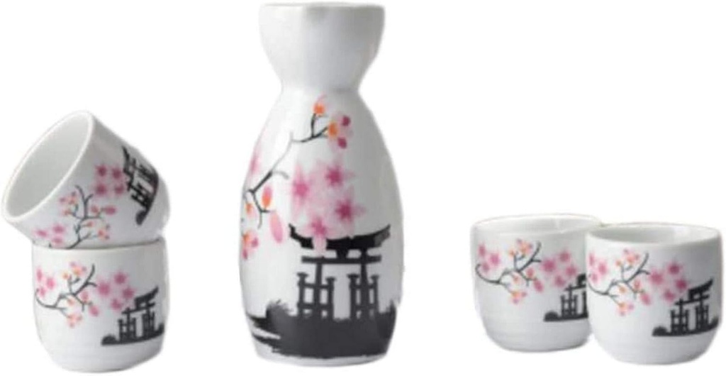 Tableware 5 PCS Japanese Liquor Sake Set Porcelain Traditional Ceramic Cups Crafts Temperature Wine Glasses-A18