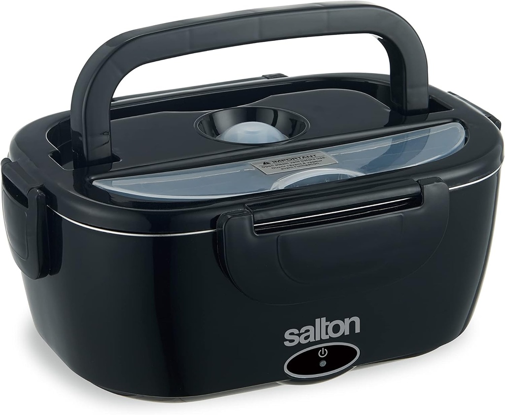 Salton Electric Lunchbox Food Heater 3-in-1 Portable Food Warmer for Car & Home, 1.5L Heated Lunch Box with Fork & Spoon (SP2111)