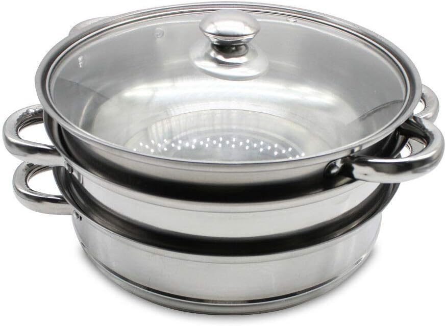 Multi-function Food Steamer Stainless Steel 3-Tier/Layer Steamer Glass Lid Steamer Durable Vegetable Meat Cooking Food Steam Kitchen Cookware Cooking Stack & Steam Pot Set