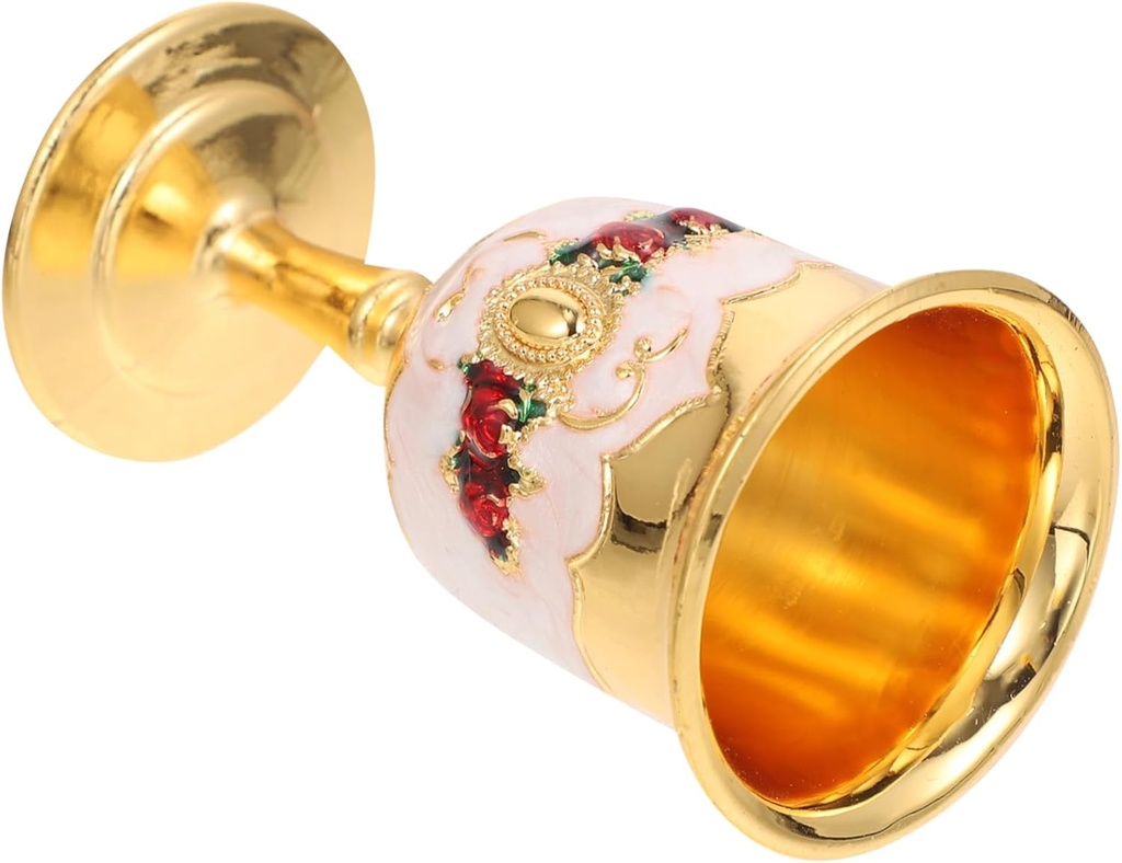 VALICLUD High Foot White Liquor Goblet Alloy Stemmed Wine Glass Floral Design Unbreakable and Elegant for Home Bar Parties Random Style