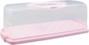 Cake Keeper Pie Cake Carrier with Lid Doughnuts with Handle Cake Holder Portable Cake Box for Fruits Party Vegetables Dishes, pink rectangle