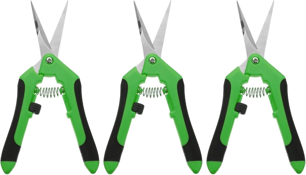 HARFINGTON 3pcs Gardening Scissors 6.5" Straight Stainless Steel Blades Hand Pruner Garden Pruning Shears for Plant Flowers Trimming in Garden, Green