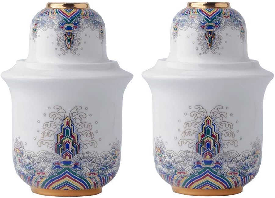 6-Piece Sake Set, Multicolor Glaze Texture Ceramic Sake Cups with Warming Pot, Crafts Wine Glasses, for Cold/Warm/Shochu/Tea Best Gift for Family and Friends-Combination Sets