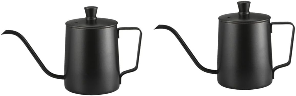 1pc Pour over Coffee Maker Espresso Coffee Maker Stovetop Teapot Tea Pot Hand Drip Kettle Jar Home Espresso Machine Coffee Holder Glass Jug Coffee Pot 304 Stainless Steel Teapots(Blackx2pcs,2