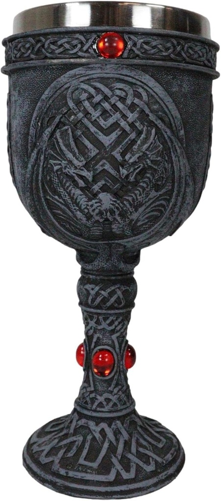 Ebros Ancient Celtic Knotwork Double Dragons Protecting Blood Vial Wine Goblet Chalice Cup 6oz Gothic Dungeons And Dragons Medieval Elixir Of Life Party Prop Decor