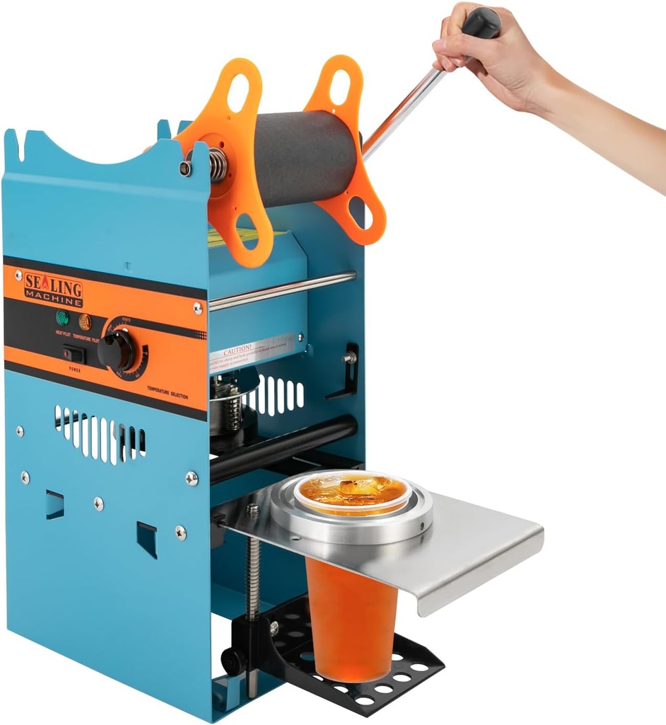 Cup Sealer Machine 300W Manual Cup Sealing Machine 90MM/95MM Electric Cup Sealing Machine 300 cups/hour Cup Sealer for Sealing Plastic Cups of PP PET and Paper Cups