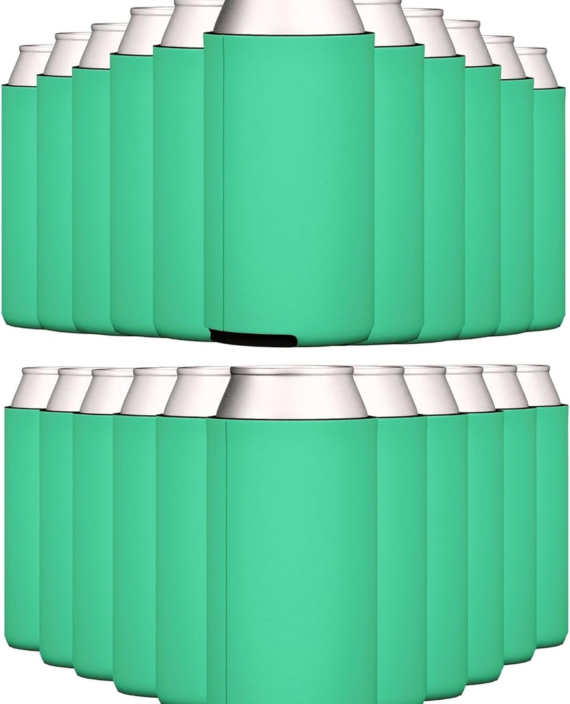 TahoeBay Slim Can Cooler Sleeves (25-Pack) Skinny Tall Cans 12 Oz Bulk Thin Seltzer Fit Sublimation Blanks for Vinyl Plain Blank Foam Beer Bottles Black White Assorted Solid Set (Emerald)