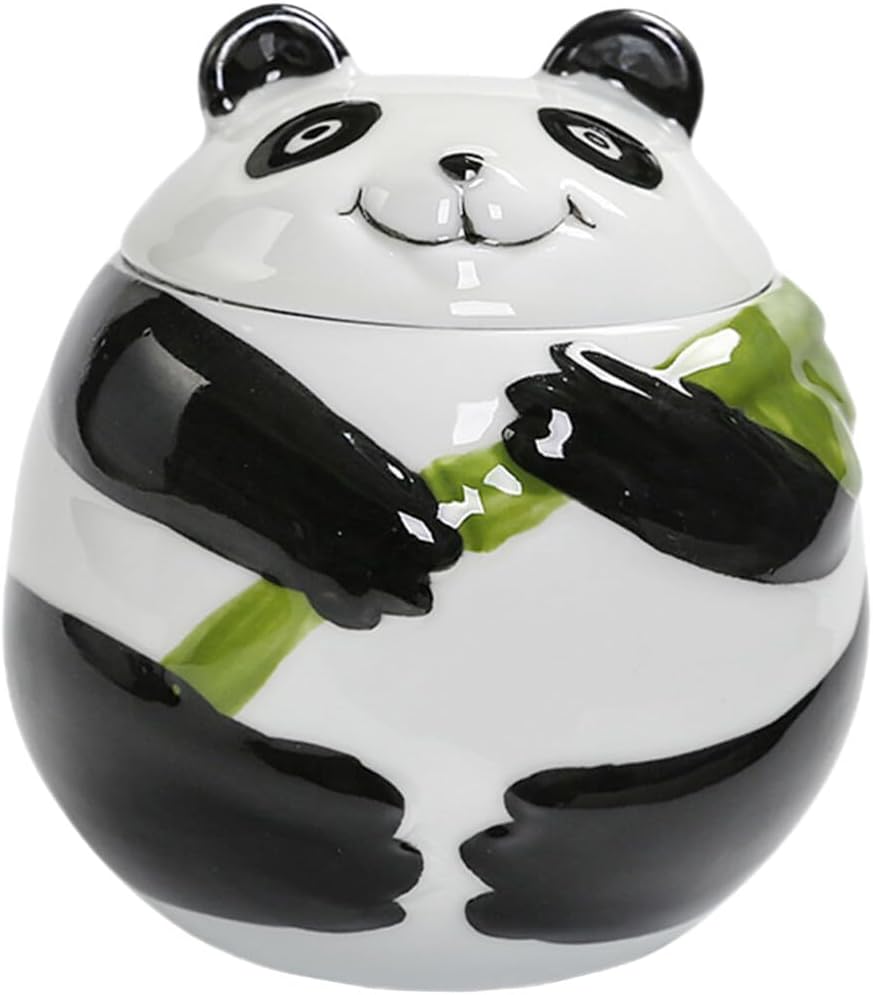Cabilock Panda Shaped Ceramic Tea Jar Airtight Storage Container for Loose Tea Sealed Holder Cute Kitchen Decor for Home Festive Gifting