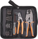 iCrimp Ratchet Wire Crimping Tool Set w/ 5 Interchangeable Jaws for Insulated and Non-Insulated Terminals AWG20-2, Wire Stripper included
