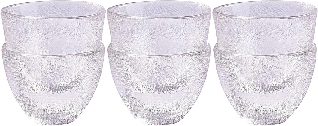 Frosted Glass Sake Cups Set of 6 Japanese-Style for Sake, Whiskey, Espresso & Dessert, Durable Barware