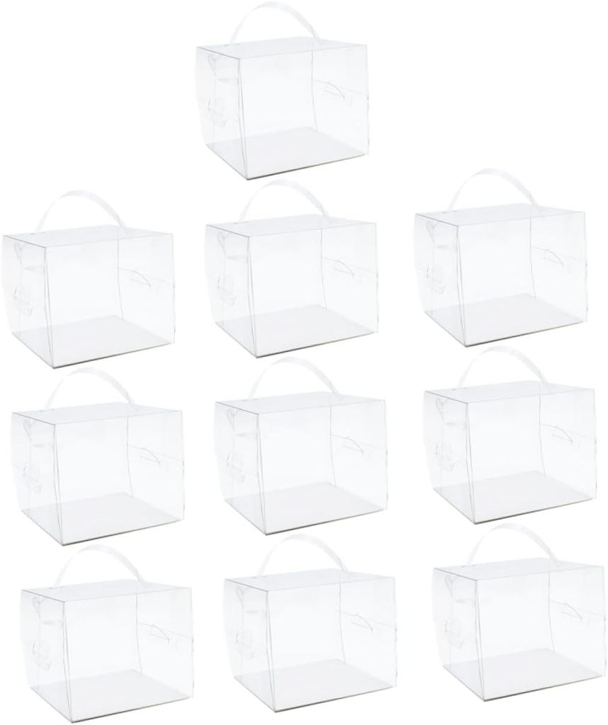 Luxshiny 10pcs Cake Packaging Boxes Handle Bakery Containers for Birthday Cake Mousse and Dessert Display Lightweight and Portable Window Design
