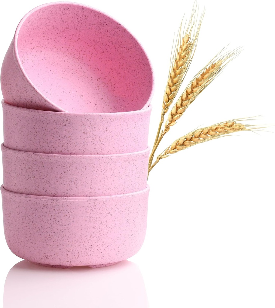 Wheat Straw Bowls Set of 4 Lightweight Reusable Plates - Microwave & Dishwasher Safe - Wheat Straw Dinnerware Sets - Cereal Bowl - Ramen Bowl Set - Soup bowls - Salad Bowl - Fruit Bowl