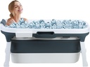 Portable Bathtub for Adult - 46'in Foldable Collapsible tub - Ergonomically Designed for The Ultimate Relaxing Soaking Bath, Ideal for Small Spaces,Effortless Folding Bathtub Dark Gray