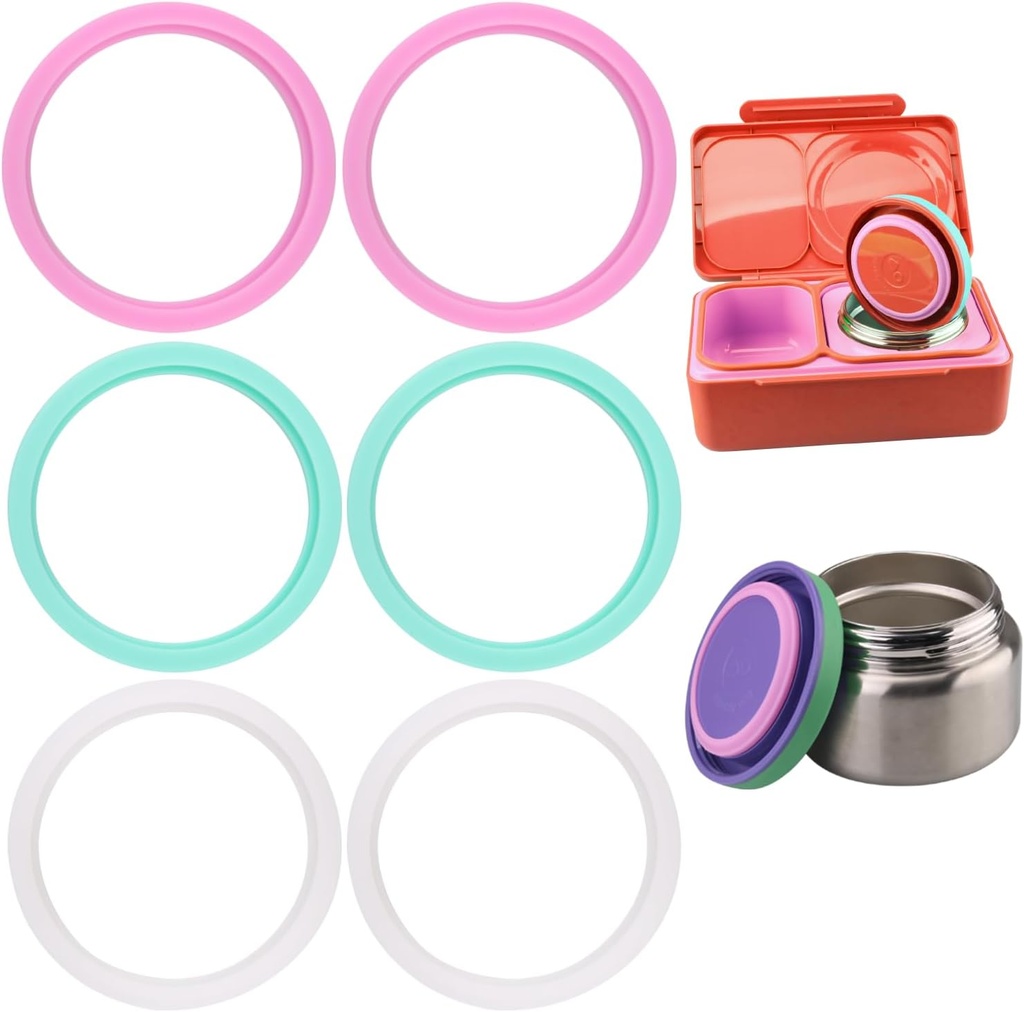 6 pcs Lid Seal Gasket for Omie OmieBox UP bento box,rubber gasket for Omie OmieBox UP bento Box Insulated food containers(3 colors）