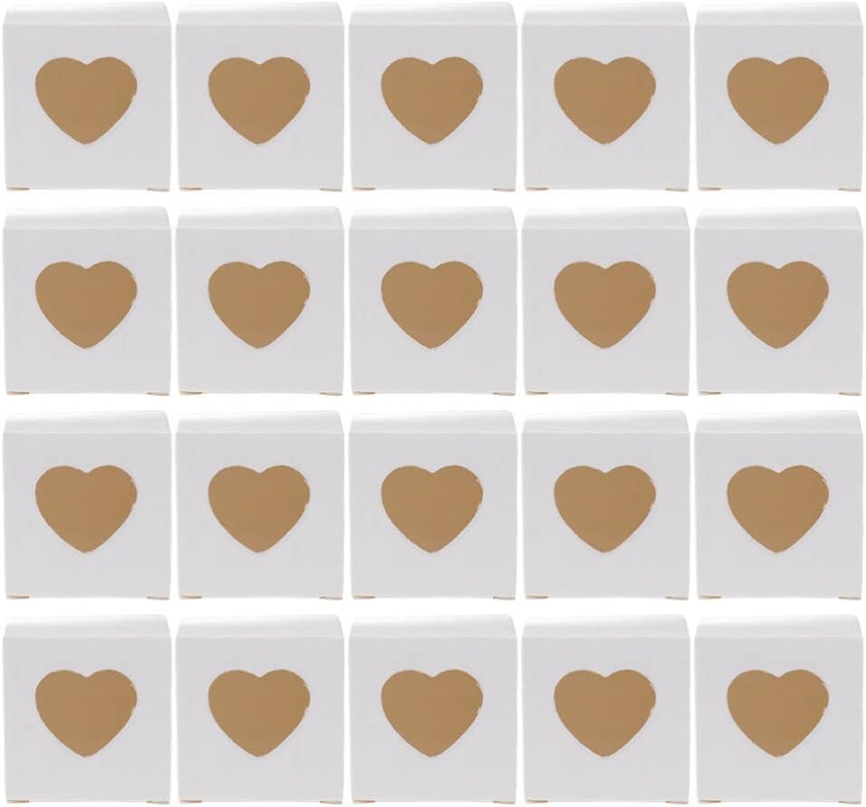 Hemoton 20pcs Heart Window Cupcake Boxes Dessert Tart Pastry Cases for Weddings Birthdays and Showers for Presenting Treats and Goodies