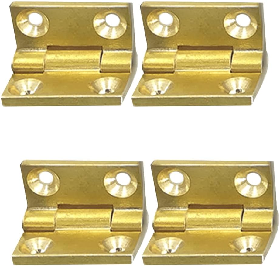 dophee 4Pcs Mini Solid Brass Hinges, 90 Degree Small Butt Hinges Connectors for Jewelry Gift Box Wooden Case Delicate Boxes Doll House Model Making Folding Pages, 19x12.5mm/0.75"x0.49"