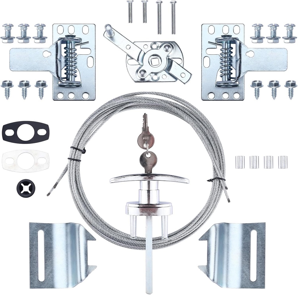 Universal Garage Door Lock Kit with Spring Latch and Keyed Handle for Single/Double Garage Door 7' - 18' Wide