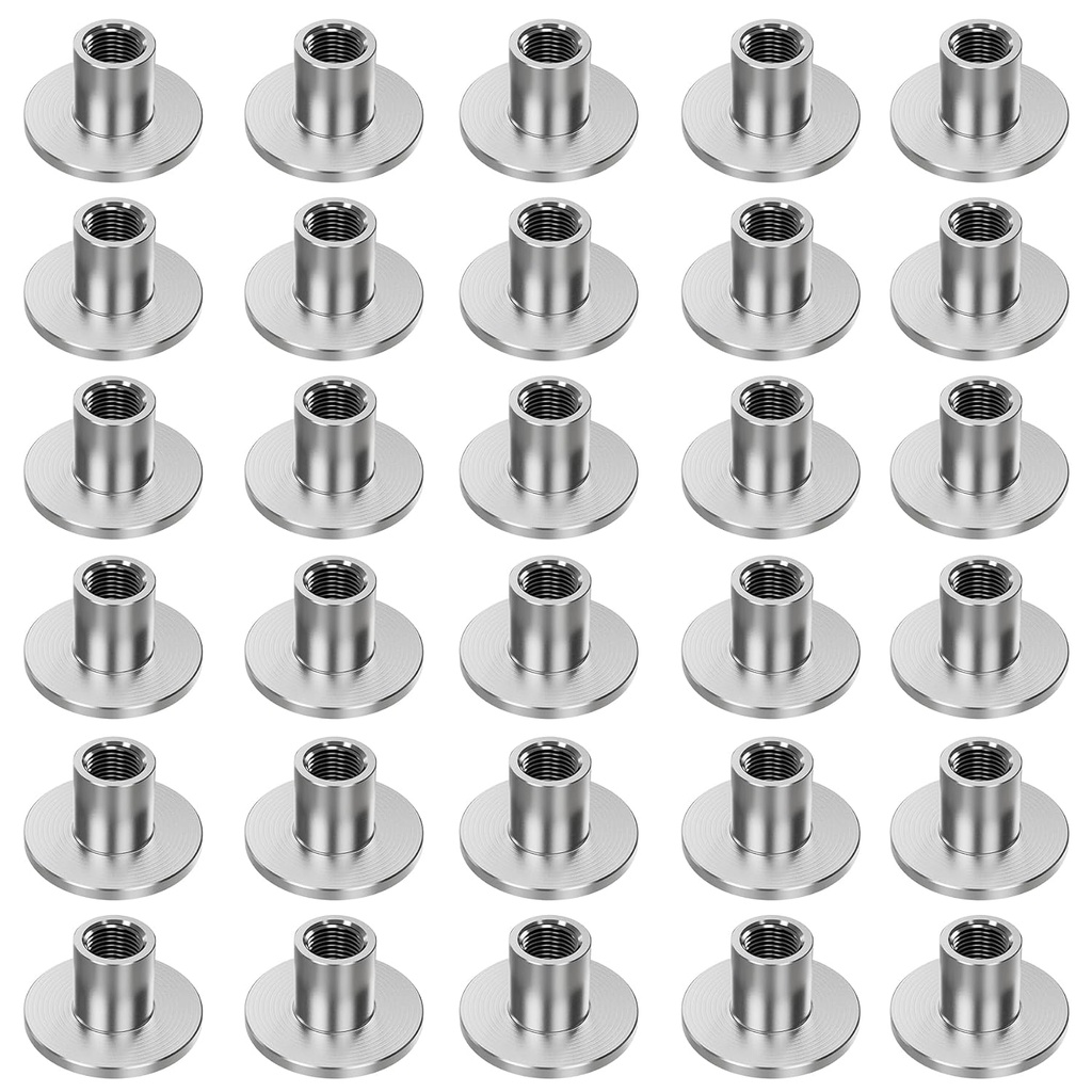 30 Pcs M4 Total Height 0.31 in (8 mm) Round Base T-Nuts,Brad Hole Tee Nut,Carbon Steel Round Base T-Screws,Thread with Mounting Screws,Flange Insert Female Thread Plate for Furniture