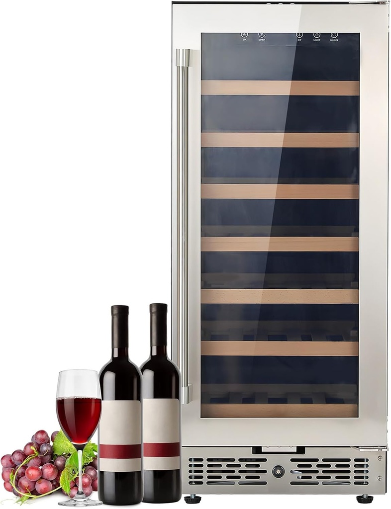 GALPADA Wine Cooler Refrigerator with Glass Door, 33 Bottle Wine and Beverage Refrigerator Freestanding, 96L Wine Chiller Fridge, Adjustable-Shelves Wine Cellar for Bottles, Home Bar Party