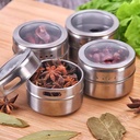 Magnetic Spice Containers with Transparent Lid, Stainless Steel, Leak-Proof, Dual Dispenser Kitchen Organizer, Magnets Storage with Metal Base Plate for Refrigerator(6pcs)