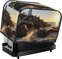 Lighthouse Rocks Seaside Toaster Cover 2 Slice, Waterproof Bread Machine Covers with Pockets Universal Size Kitchen Small Appliance Cover with Handle, Dust and Fingerprint Protection