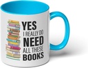 GotPrint Bookworm Mug Saying Coffee Ceramic Tea Cup Unique Librarian Gifts for Book Lovers, Blue, 11 Oz