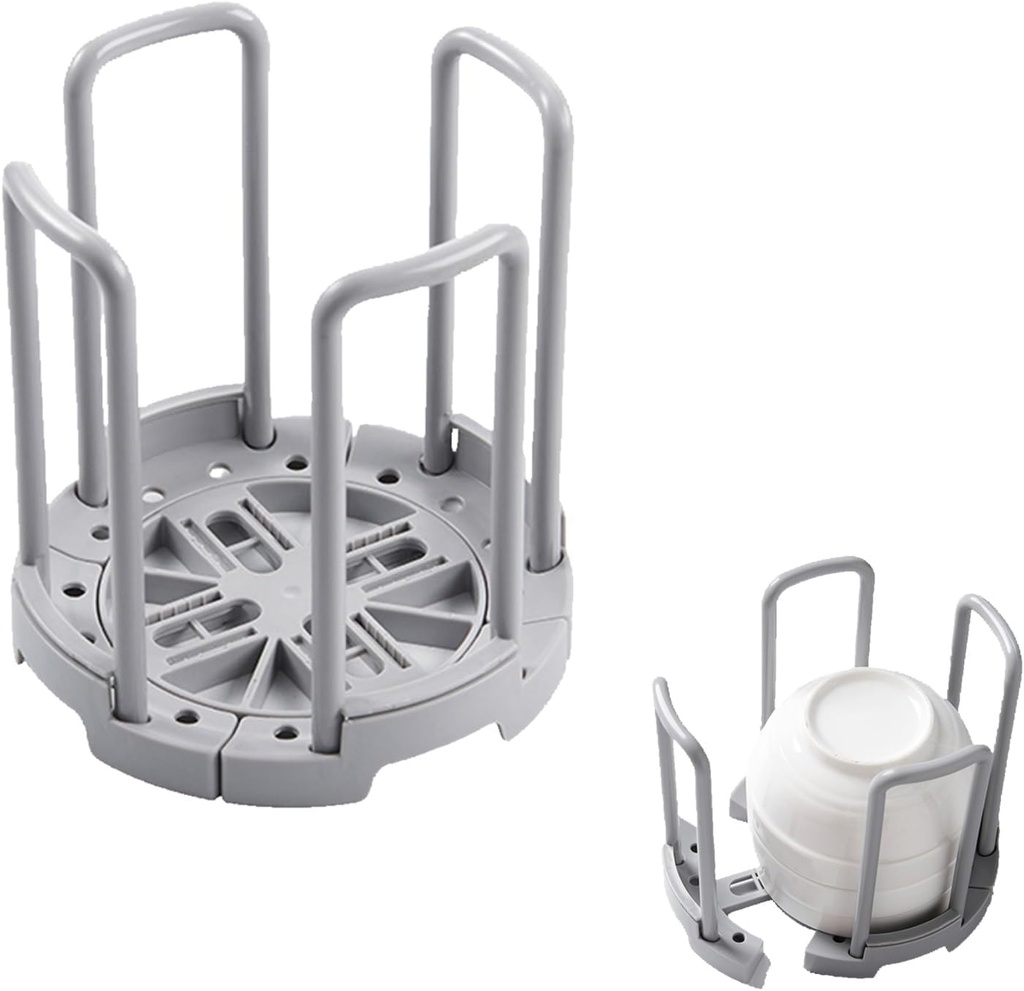 Cyrank Retractable Bowl Rack, Kitchen Storage Bowl Rack Multifunctional Tableware Rack Tableware Storage Rack Reusable Plastic Drain Rack Used for Stacking Bowls and Small Plates(Grey)