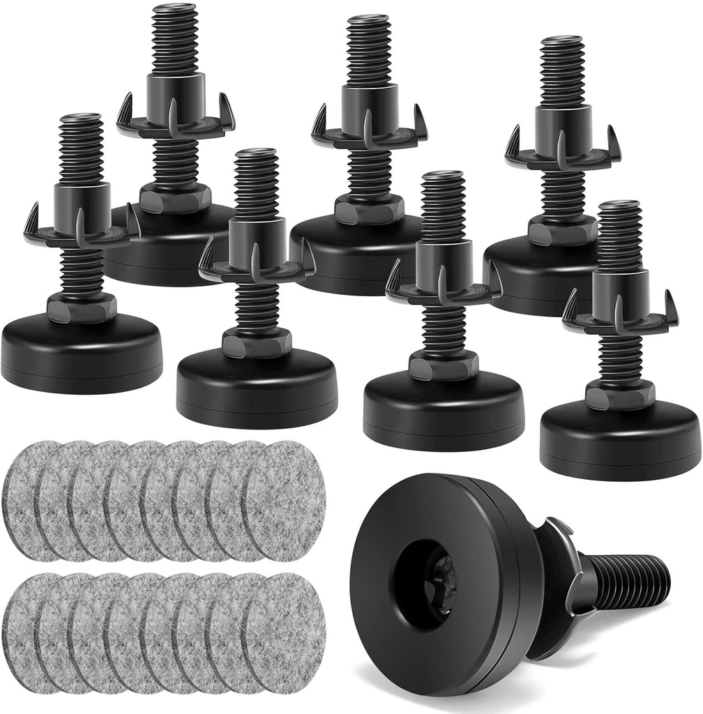 Leveling Feet, Adjustable Furniture Levelers for Furniture Leg Levelers, Table Chairs Cabinets Sofa Raiser, Heavy Duty Support 2640LBs, T- Nut Kit 3/8”-16 Thread, Large Base (8 Set, Black)