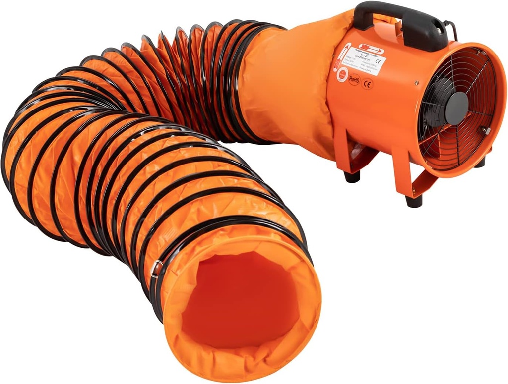 10 Inch Blower Fan with 16 ft Duct Hose 320W Portable Ventilation Fan 110V High Velocity Ventilator for Ventilating & Exhausting at Job Site and Home