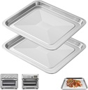 2PCS Air Fryer Replacement parts for Cuisinart TOA-60 TOA-65 TOA-70 Toaster Convection Oven, 12 * 11'' Tray Replacement Steel Pan Toaster Oven Accessories Parts