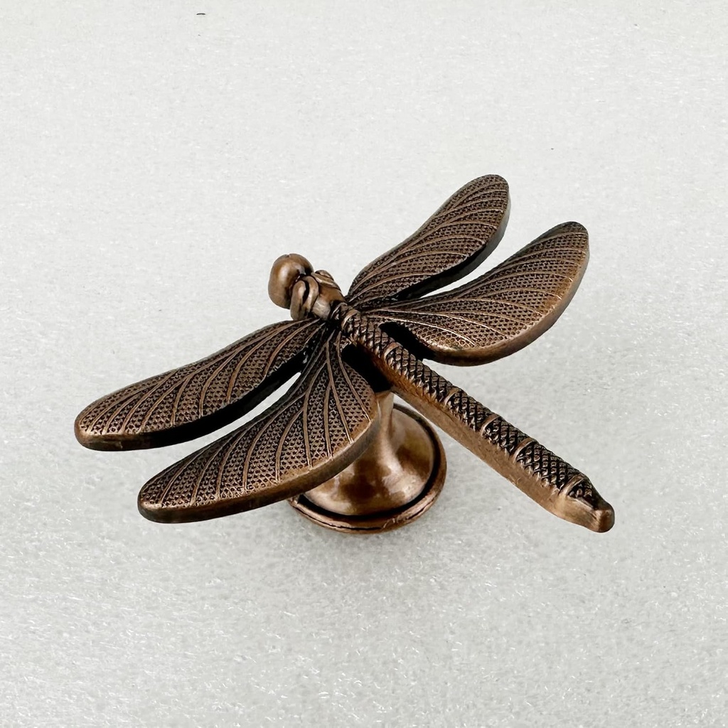 Pack of 10 Summer Cabinet Knob Handles Single Hole Natural Drawer Pulls for Dresser Closet Shift Furniture, Black Gold Antique Bronze Bathroom Summer Kitchen Decor (Dragonfly-Bronze)
