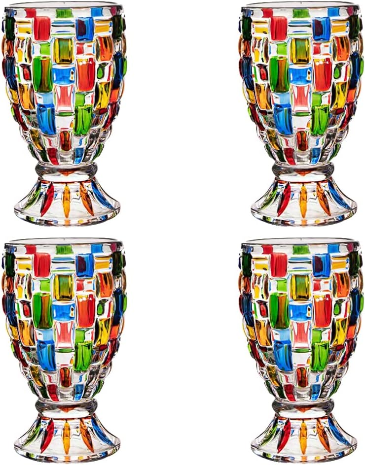 MAGCOLOR Hand painted Colorful Juice Glasses 7 oz. Set Of 4 Glass Cups,Beverage Water Tumblers for Juice, Whiskey, Cocktails, Iced Tea.
