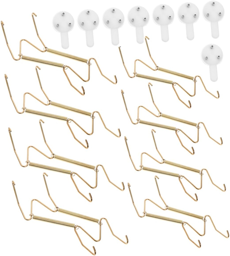 8pcs Invisible Spring Hook Wall Mount Plate Hangers for Home Office Decorative Storage