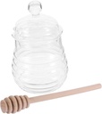 GLEAVI 1set Glass Honey Dipper Jar Honey Storage Jars Lid Dispenser Pot Mason for