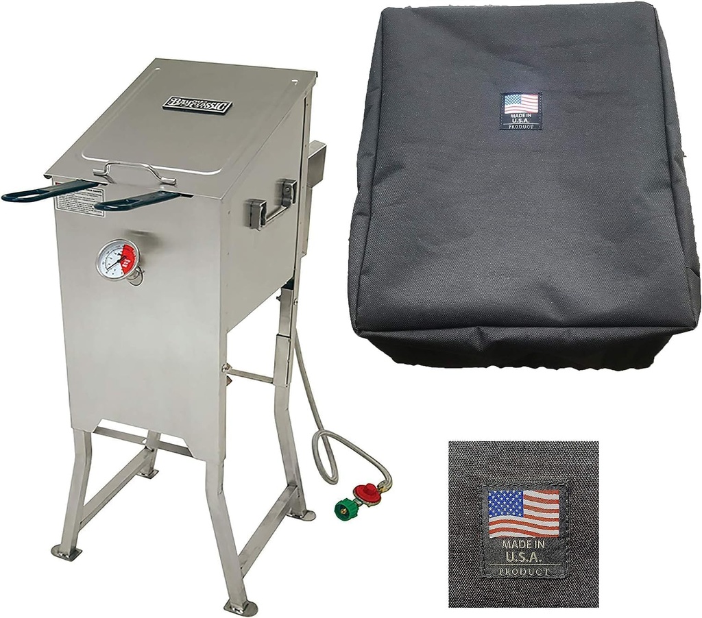 Deep Fryer BIKINI Cover for Bayou Classic 4 Gallon Deep Fryer Custom Made Compatible with 700-701 & 700-704 Made in The USA 13" W X 16" L (Black)